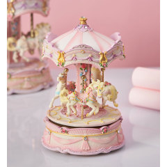 钻石旋转木马音乐盒带灯/粉色标准版